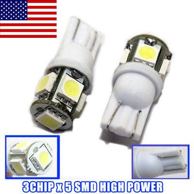 TWO x 12V Wedge LED Bulbs 6000K White 194 168 171 Size