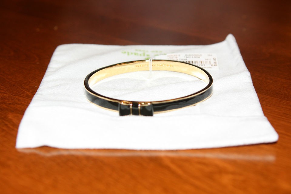 NWT Kate Spade Take a Bow Gold & Black Thin Bangle Bracelet