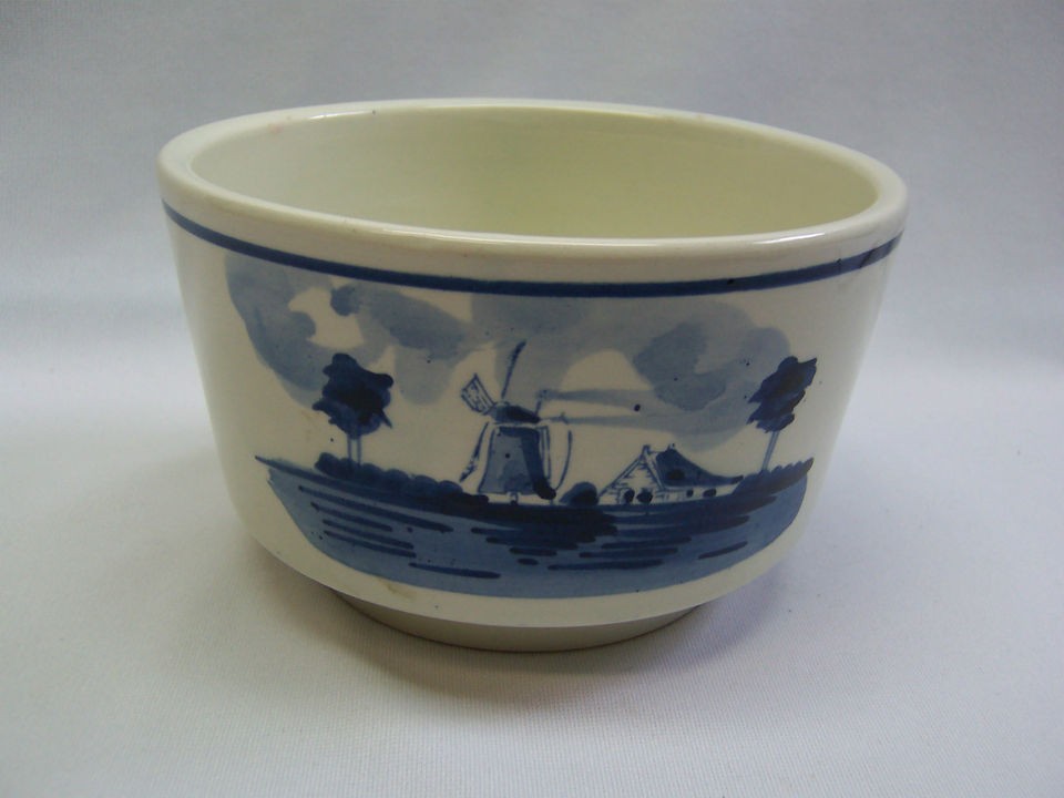   delfts blauw holland planter bowl windmill sailboat landscape blue