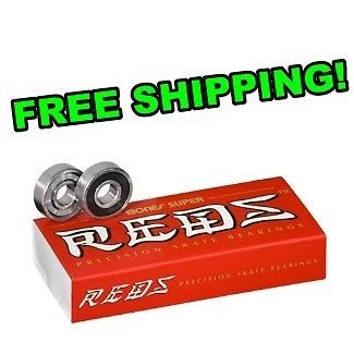 Bones Super Reds Bearings   Roller Derby (16 Pack 8mm Bearing) Free 
