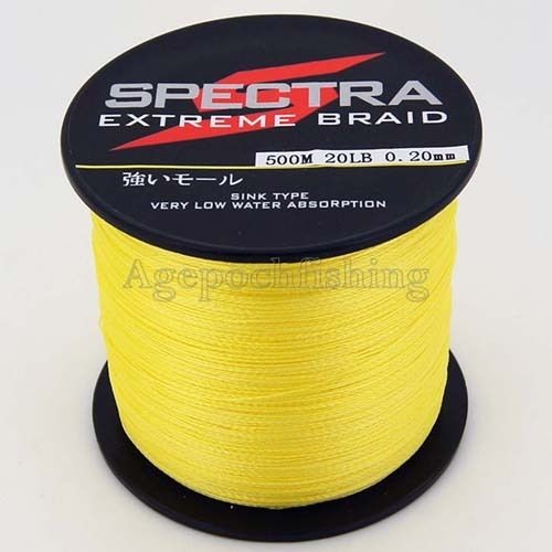   Quality PE Dyneema Spectra Braided Fishing Line Yellow 547yard/500M Y