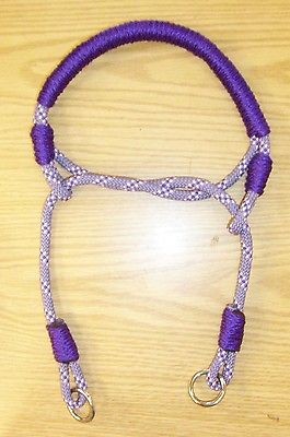 HORSE BITLESS BRIDLE ROPE HACKAMORE BOSAL PURPLE MIX / PURPLE NEW 