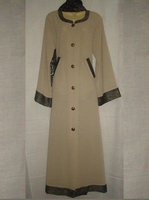 Islamic Clothing Beige Pocket Abaya/Hijab Jilbab Gown Caftan Wth Scarf 