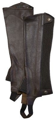 Genuine Leather Ribbed Ladies Half Chaps   Brown   X Large