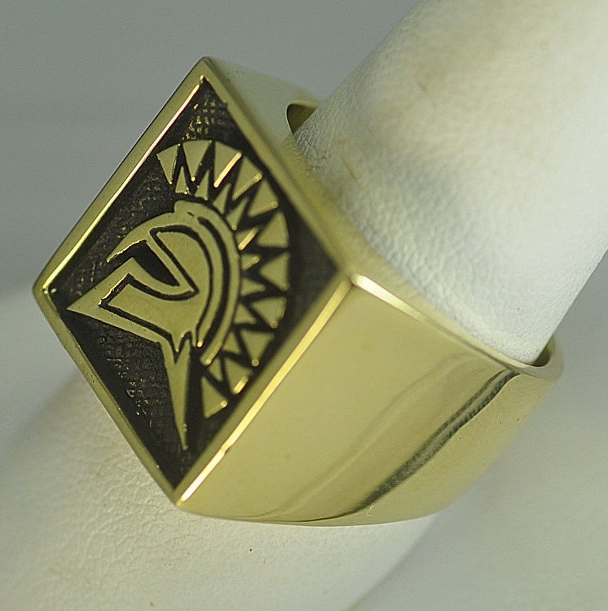   Warrior SPARTAN 300 gladiator Head Gold pltd ring Jewelry Sparta