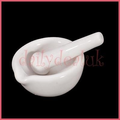   MIni Mortar and Pestle Mixing Grinding Bowl pill crusher Set White