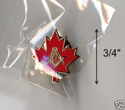 RARE CANADA MAPLE LEAFLG 3/4 MASON MASONIC LAPEL PIN