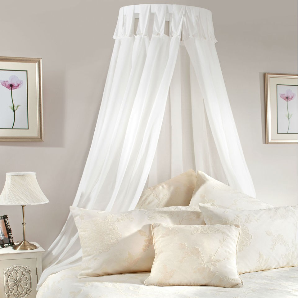 Bed Canopy Coronet inc Easy Fix FRAME + Pure COTTON Pale CREAM 