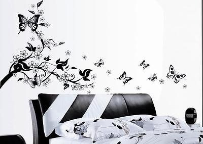   POPULAR Floral Butterfly Vine Wall Sticker Art Decor Mural paper Vinyl