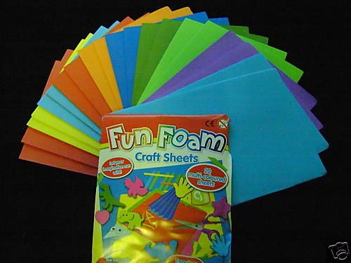 NEW 20 ASSTD COLOURED EVA FOAM SHEETS. 8x5 ART CRAFT