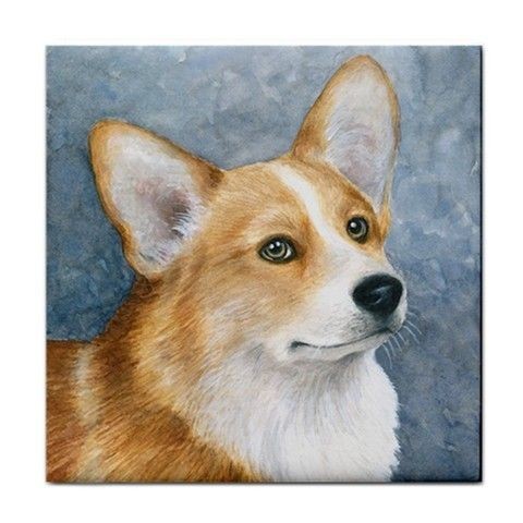 Ceramic Tile Coaster from art painting Dog 89 Pembroke Welsh Corgi