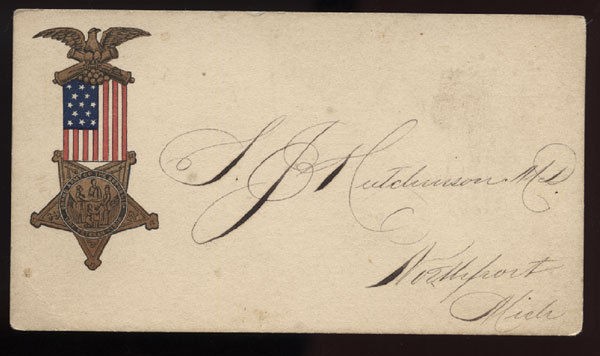 GAR calling card * NORTHPORT, MICHIGAN* S.J. HUTCHINSON