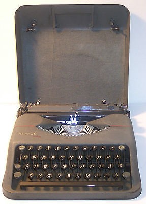 VINTAGE HERMES BABY STEEL GRAY INDUSTRIAL AGE SWISS TYPEWRITER WORKS 