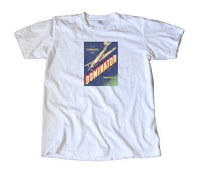 Vintage Dominator Brand Crate Label T Shirt   Airplane