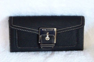 NWT Nine West Trifold Checkbook Wallet Black MSRP $39.00