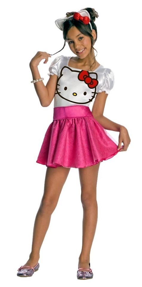 Child Girls Hello Kitty Cute Pink Tutu Dress Halloween Costume