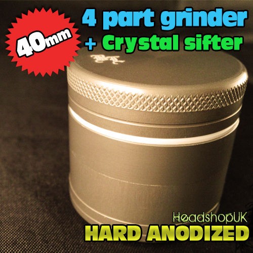 part Aluminium Herb Grinder and Pollinator  40mm HARD ANODIZED