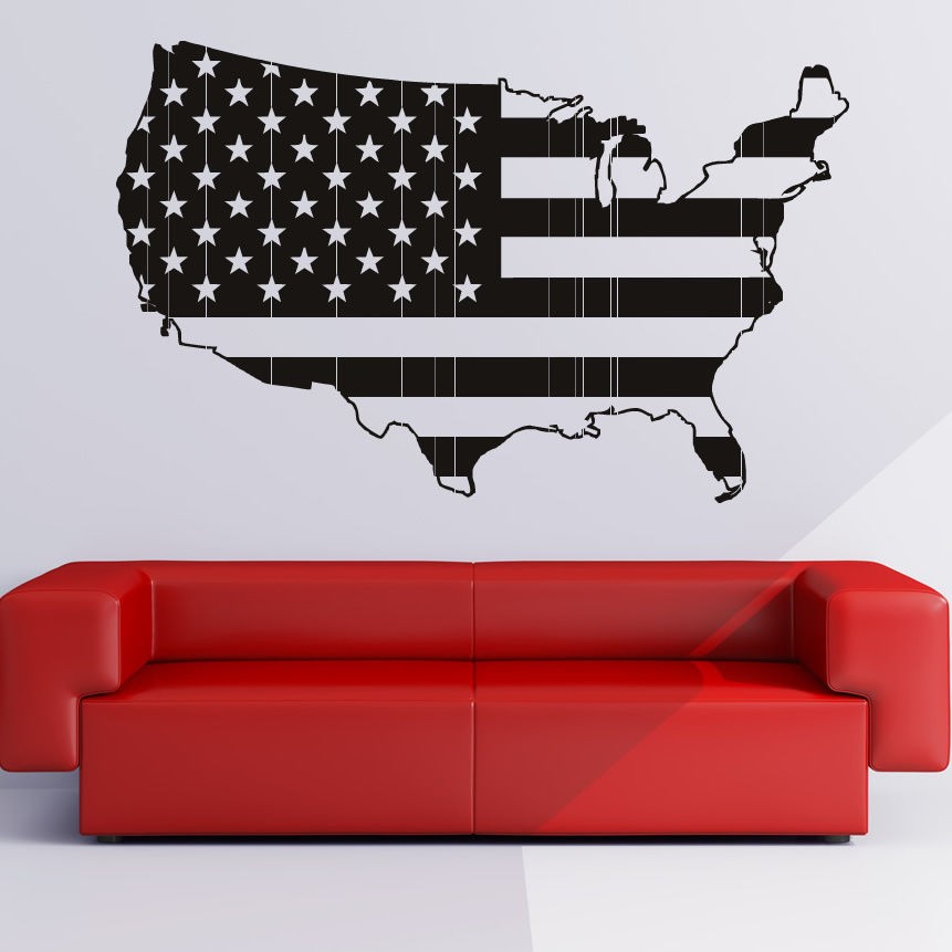 Usa Flag Stars and Stripes Wall Art Sticker Wall Decal Transfers