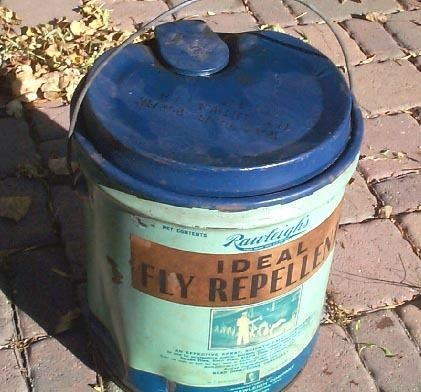 Vintage Rawleighs Cattle / Horse Ideal Fly Spray Can Cow Sign Graphic 