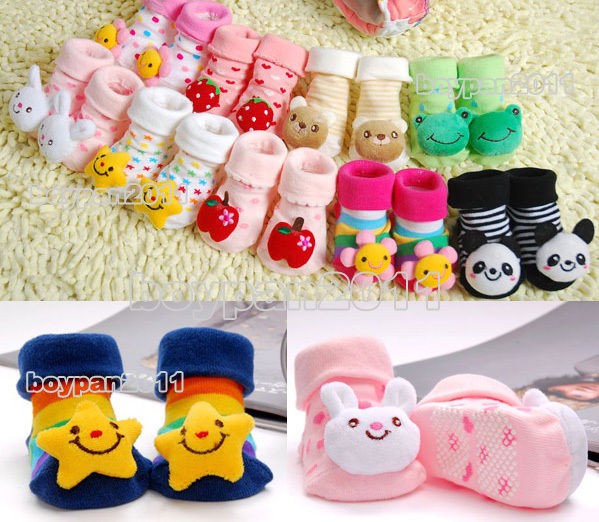 New Newborn Baby Unisex Cartoon Non Slip Socks Slipper Shoes Boots