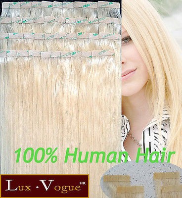 40pcs 100% Human Hair 3M Tape in Extensions Remy #24