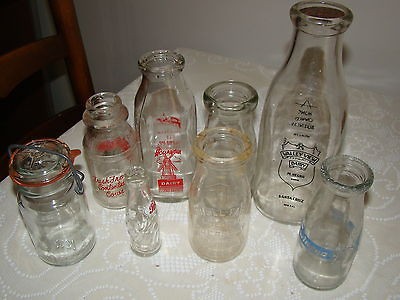 Lot of Vintage Milk Bottles