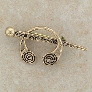 Irish Viking Warrior TORC Bronze BROOCH with Celtic Spirals   Made in 