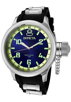 Invicta Watch 1434 Mens Russian Diver Blue Dial Black Polyurethane