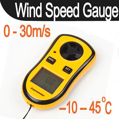 LCD Wind Speed Gauge Meter Anemometer NTC Thermometer