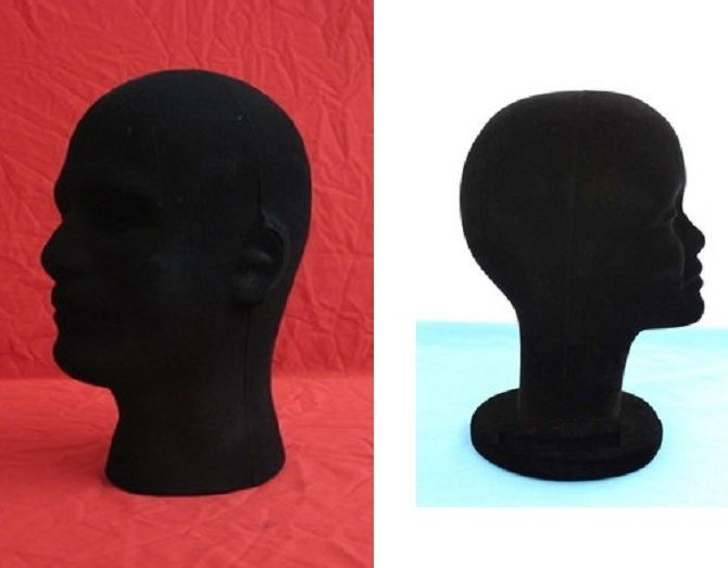 2pcs black male or female MANNEQUIN/ MANIKIN FOAM Styrofoam HEAD WIG 