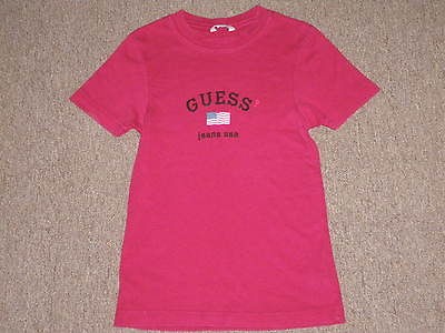 Guess Jeans USA Womens Red American Flag Graphic Designer T Shirt XS 