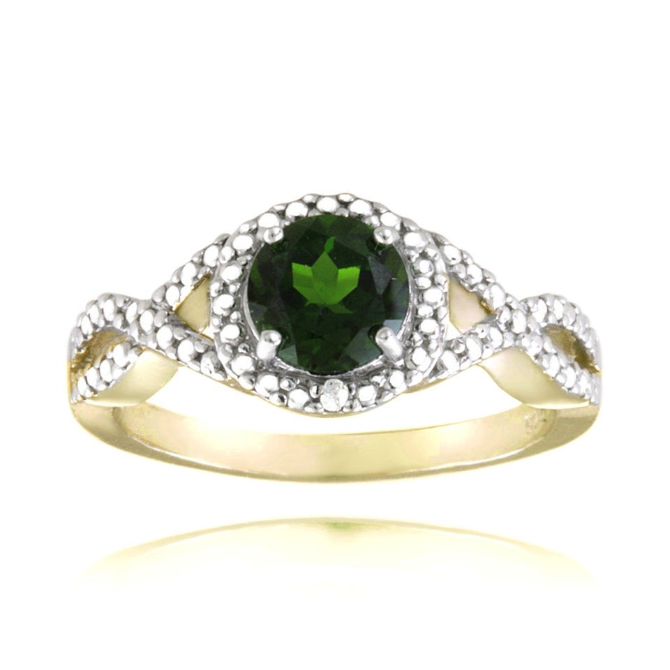 18K Gold over 925 Silver Chrome Diopside Diamond Accent Infinity Ring