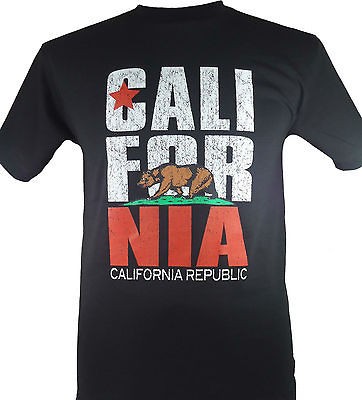 NEW CALIFORNIA REPUBLIC STATE FLAG T SHIRT BLACK SIZE MEDIUM