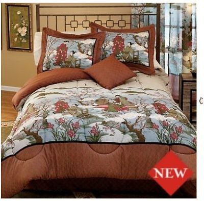   ASIAN GEISHA COMFORTER SHAMS BEDSKIRT CHERRY BLOSSOM JAPANESE NEW