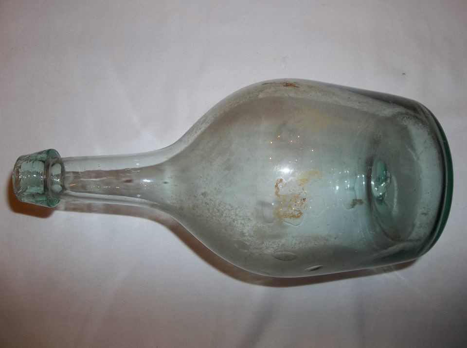 ANTIQUE AQUA DEMI JOHN CARBOY BOTTLE WITH OPEN POINTEL