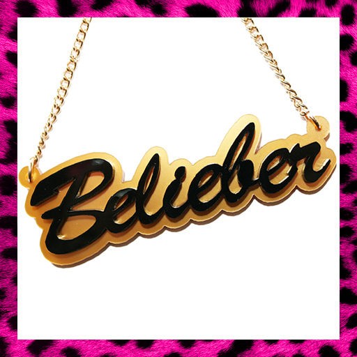 BELIEBER NECKLACE *CHOOSE YOUR COLOUR* JUSTIN BIEBER BELIEVE NEVER 