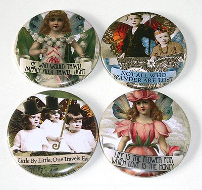 WHIMSICAL FAIRY KIDS / SAYINGS Set of 4 Large FRIDGE MAGNETS