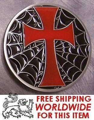 Pewter Belt Buckle religious Knights Templar Cross NEW