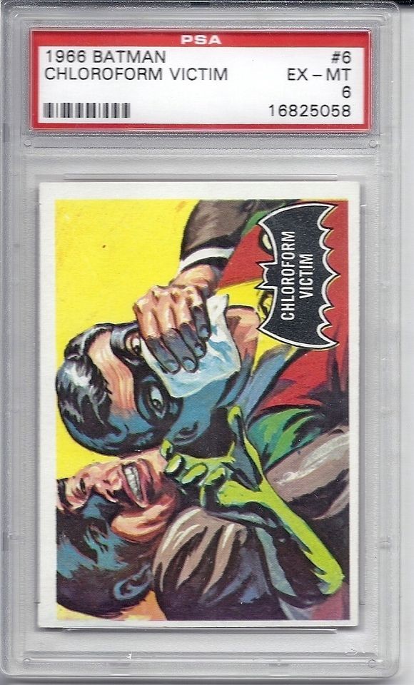 1966 Topps Batman Black Bat, #6 Chloroform Victim, PSA 6 EXMT