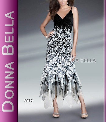   Bella Floral Lace Tier Jigsaw Dancing Evening Ball Lace Black Dress