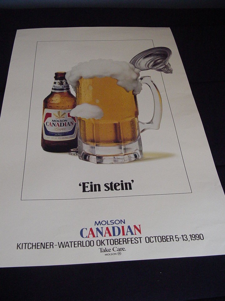 Kitchener Waterloo OKTOBERFEST 1990 MOLSON EIN STEIN POSTER PRINT 