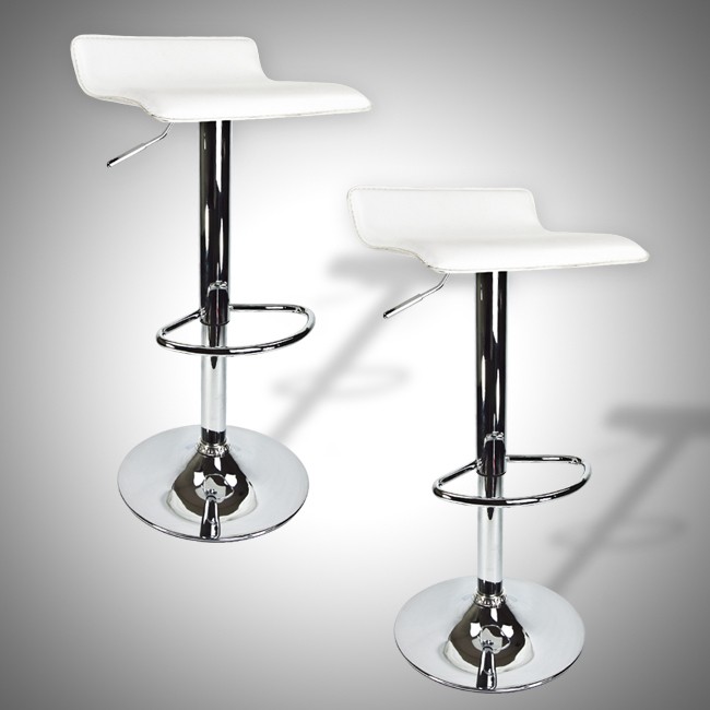 New Modern Bar Stool White Swivel Bombo Chair Pub Barstools Chrome 