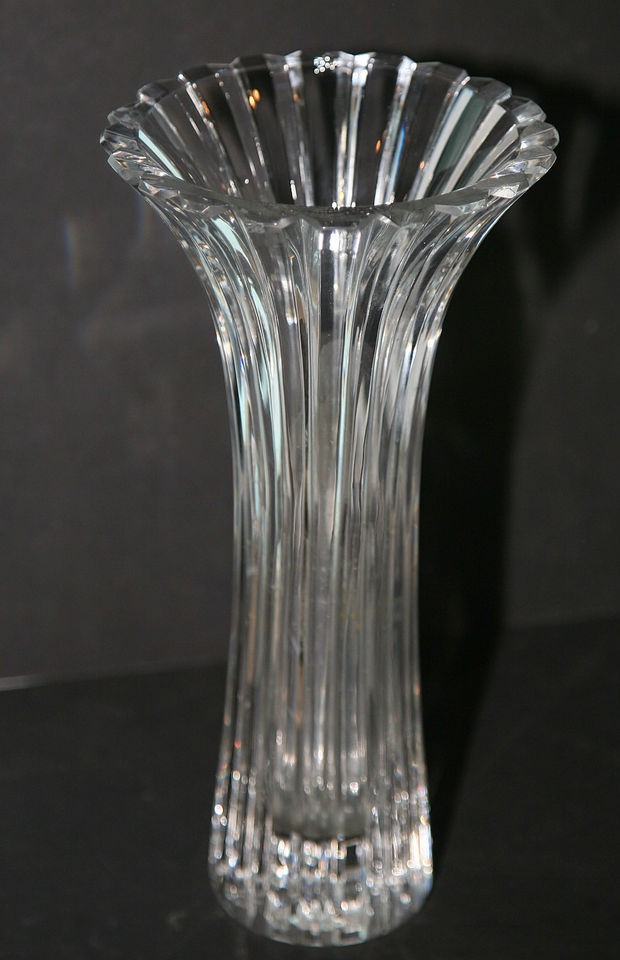 CESKCI LEAD CRYSTAL POLISH RIBBED VASE SIGNED