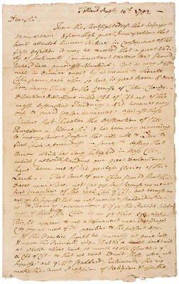 Revolutionary War Letter Reverend Nathan Williams