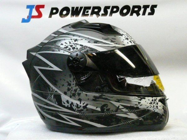   REBEL HELMET STREET MOTORCYCLE BIKE BLACK/SILVER ADULT XX LARGE SALE