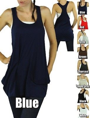 Choose Your Oversized Racerback Chic Tank Top Tunic Dress Blouse With 