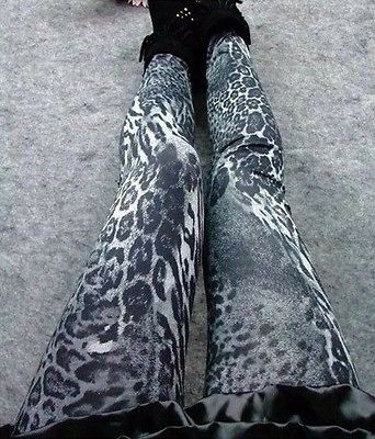   Lady Sexy Thin Leopard Print Leggings Tights Pants Fashion New Gray