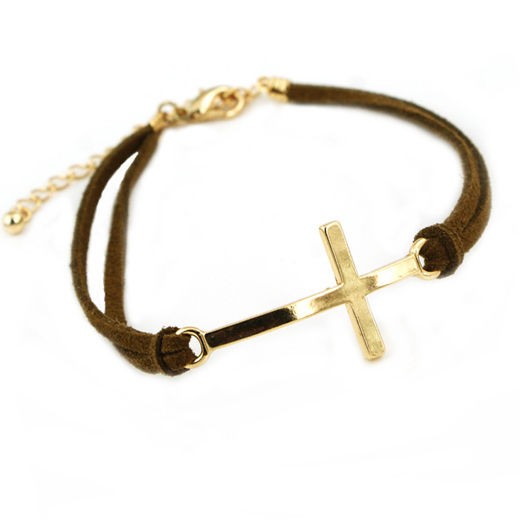 Fashion Punk Goth Cross / 8 Simple charm Leather Bracelet