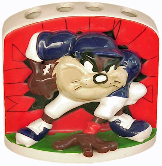 1998 Warner Bros Football Player TAZ Ceramic Toothbursh Holder 