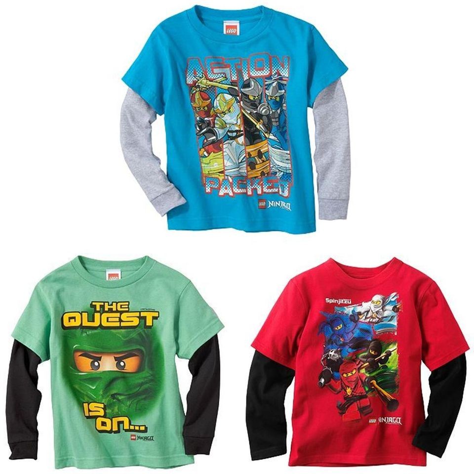 New Boy Lego Ninjago Mock Layer Long Sleeve T Shirt Tee Top Size S4 M5 